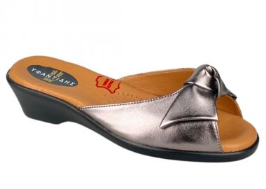 Παντόφλες γυναικείες | Δερμάτινες | Υφαντίδης | 110118 | Ατσάλι - Υφαντίδης - 